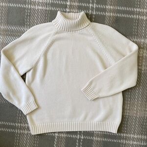VTG Lands End 100% cotton cream turtleneck sweater LP